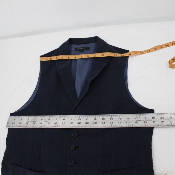 John Varvatos Vest Men 38 Linen Cotton Plaid Sleeveless Collared Waistcoat gilet - Picture 13 of 14